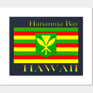 Hanauma Bay Hawaii Islands Hawaiian Flag Beach Posters and Art